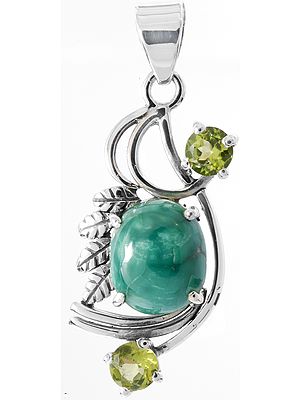Turquoise Pendant with Faceted Peridot