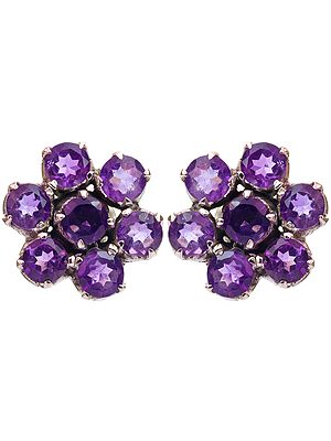 Faceted Amethyst Sunflower Earrings