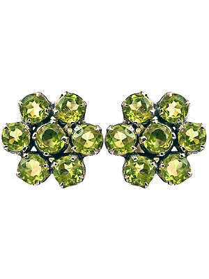 Faceted Peridot Flower Earrings