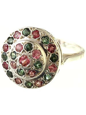 Faceted Tourmaline Round Ring