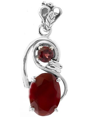 Faceted Ruby Pendant with Garnet