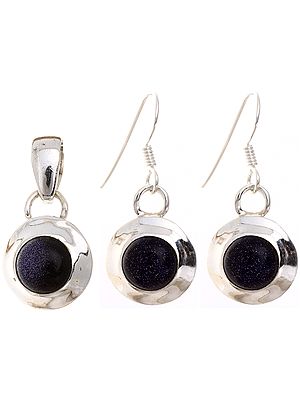 Blue Sunsitara Pendant and Earrings Set