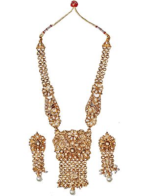Faux Pearl Polki Necklace Set
