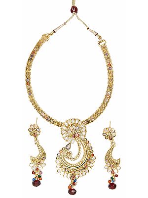 Designer Paisley Polki Necklace Set