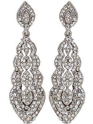 Silver Earrings with Cut Glass