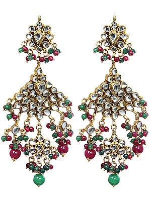 Faux Ruby and Emerald Kundan Earrings