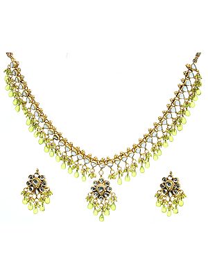 Beaded Green and Emerald Necklace Set