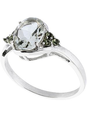 Faceted Green Amethyst Ring