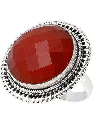 Faceted Carnelian Ring