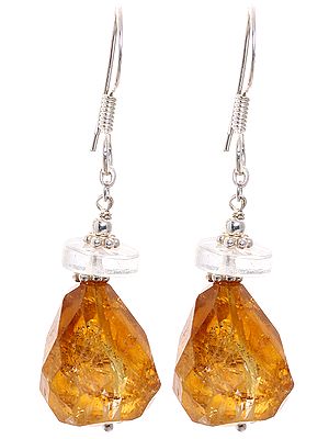 Faceted Citrine Earrings with Crystal