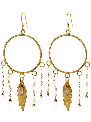 Moonstone Gold plated Hoop Earrings
