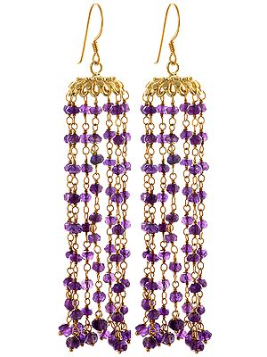 Faceted Amethyst Gold plated Umbrella Chandeliers