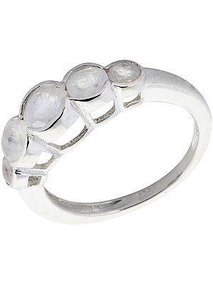 Faceted Rainbow Moonstone Ring