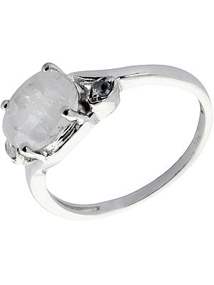 Faceted Rainbow Moonstone Ring