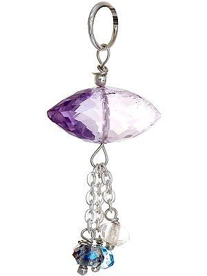 Faceted Amethyst Pendant with BT, Crystal and Swarovski