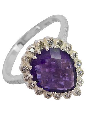 Faceted Amethyst Ring with CZ