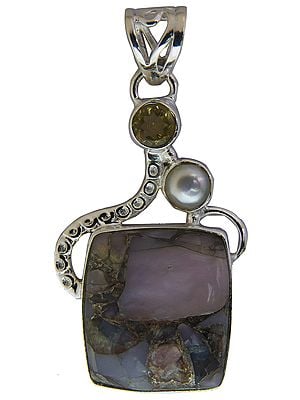 Agate Pendant with Citrine and Pearl