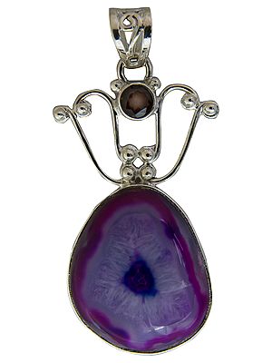 Pink Chalcedony Pendant with Faceted Garnet