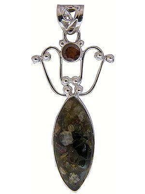 Conglomerate Agate Pendant with Garnet