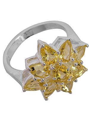 Faceted Citrine Flower Ring