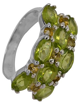 Faceted Peridot Ring with Citrine