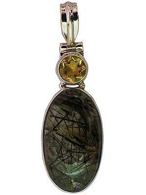 Tourmalinated Quartz Pendant with Citrine