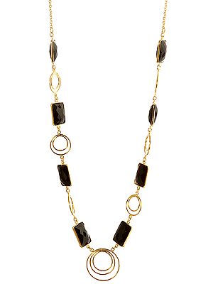 Faceted Black Spinel Gold Plated Necklace