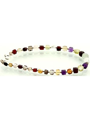 Faceted Square Shape Gemstone Bracelet (Black Spinel, Citrine, Crystal, Garnet, Citrine, Smoky Quartz, Amethyst, Prehnite and Green Amethyst)