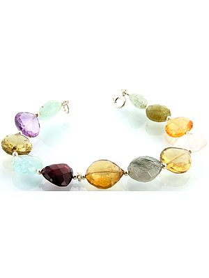 Faceted Gemstone Bracelet (Aquamarine, Amethyst, Lemon Topaz, Garnet, Citrine and Crystal)