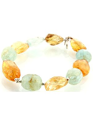 Faceted Citrine and Aquamarine Tumble Bracelet