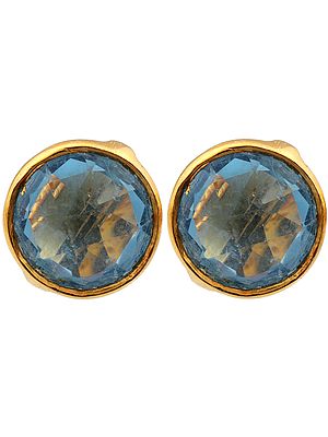Faceted Blue Topaz Gold Plated Tops