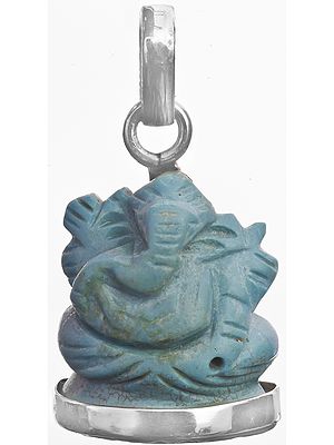 Lord Ganesha Pendant (Carved in Turquoise)