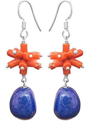Coral and Lapis Lazuli Earrings