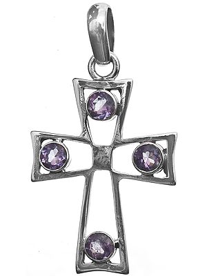Faceted Amethyst Cross Pendant