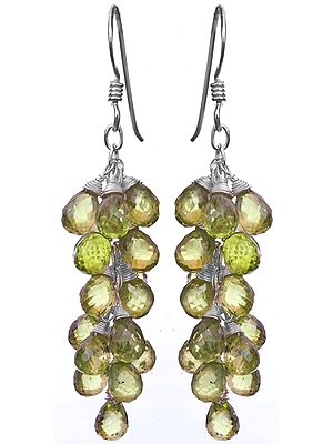 Faceted Peridot Bunch Earrings