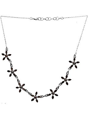Faceted Garnet Floral Necklace