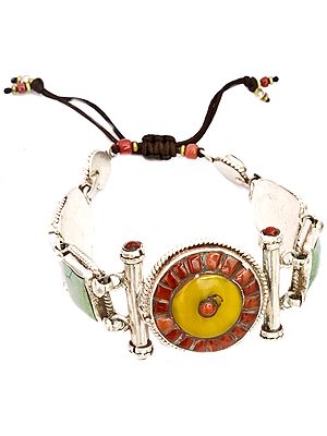 Three Gemstone Bracelet (Amber, Coral And Turquoise)