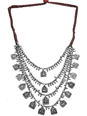 Sterling Antiquated Necklace of Hindu Deities
