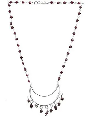 Garnet Necklace with Crescent