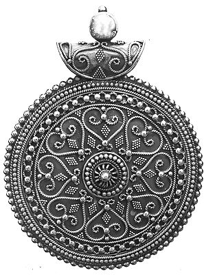 Sterling Disc Pendant with Fine Granulation  Work