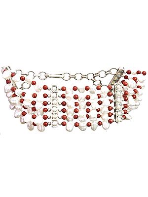 Coral and Pearl Beaded Bracelet