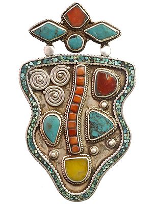 Gemstones Pendant (Coral, Turquoise and Amber)