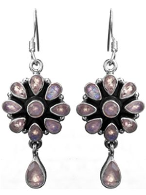 Sterling Earrings with Faceted Gems