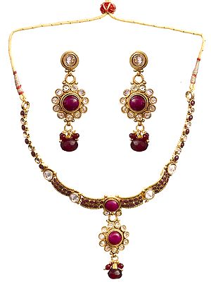 Faux Ruby Necklace Set