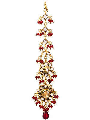 Maroon Kundan Mang Tika