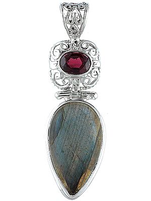 Labradorite Pendant with Garnet