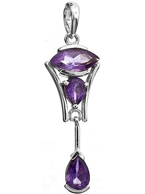 Sterling Pendant with Faceted Gems