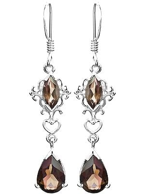Sterling Silver Earrings with Faceted Gems