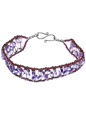 Faceted Amethyst Beaded Bracelet