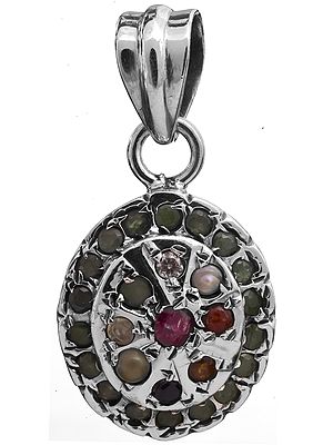 Navaratna Pendant with Emerald Border